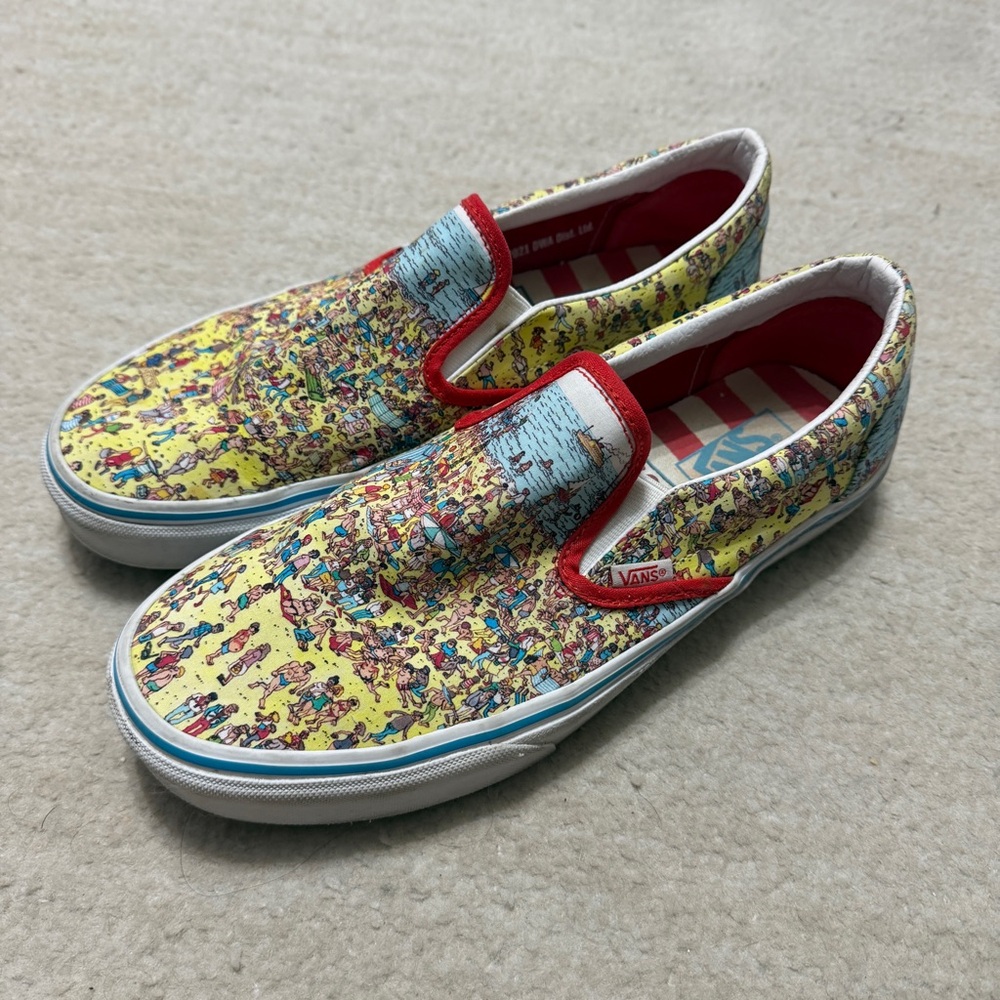 VANS Classic Slip-On Wheres Waldo Beach Sneaker Skate Shoes Men's US 9 RARE